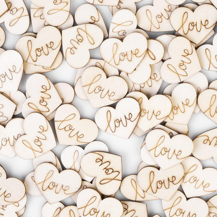 100 Pieces Engraved Wood Heart Confetti-Set of 100-Andaz Press-Love-