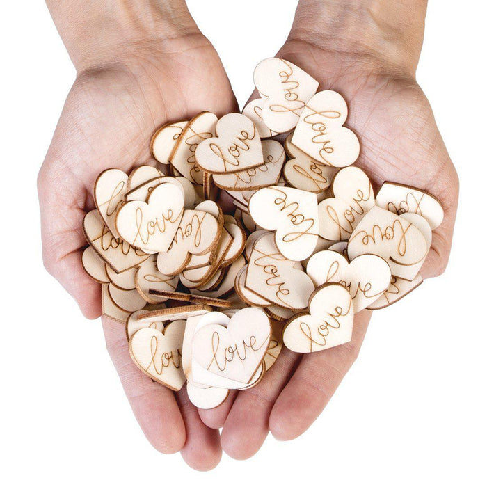 100 Pieces Engraved Wood Heart Confetti-Set of 100-Andaz Press-Love-