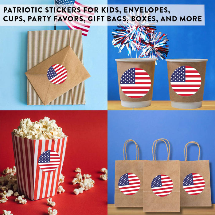 4th of July Patriotic Stickers: Party Favors, Memorial, Veterans Day, Set of 40-Set of 40-Andaz Press-American Flag-