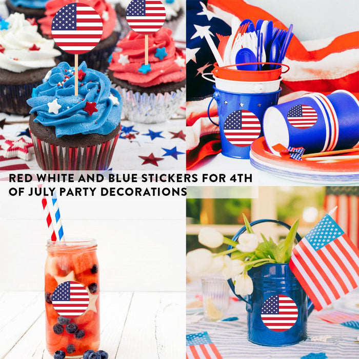 4th of July Patriotic Stickers: Party Favors, Memorial, Veterans Day, Set of 40-Set of 40-Andaz Press-American Flag-