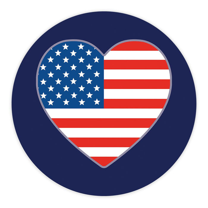 4th of July Patriotic Stickers: Party Favors, Memorial, Veterans Day, Set of 40-Set of 40-Andaz Press-American Flag Heart-