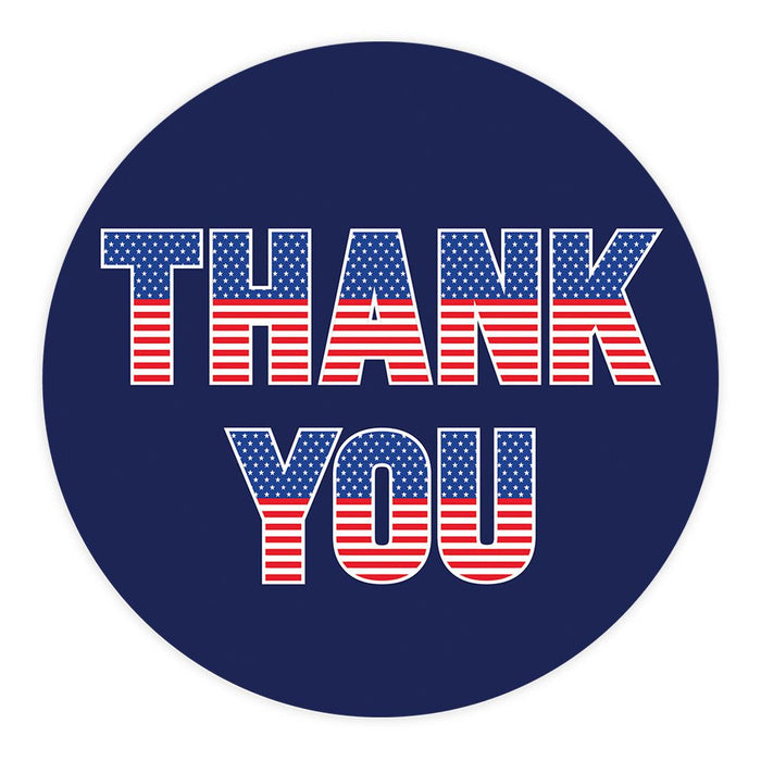 4th of July Patriotic Stickers: Party Favors, Memorial, Veterans Day, Set of 40-Set of 40-Andaz Press-Navy Blue Thank You-