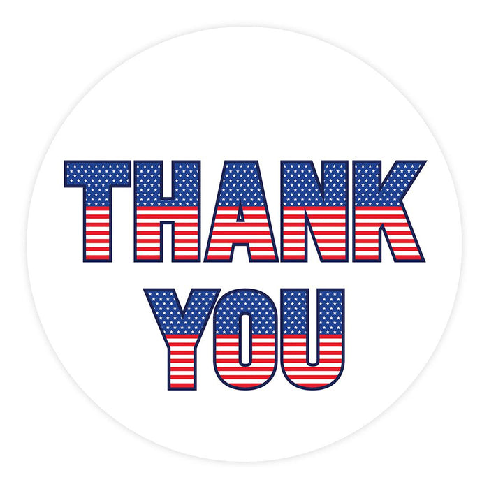 4th of July Patriotic Stickers: Party Favors, Memorial, Veterans Day, Set of 40-Set of 40-Andaz Press-Thank You American Flag-