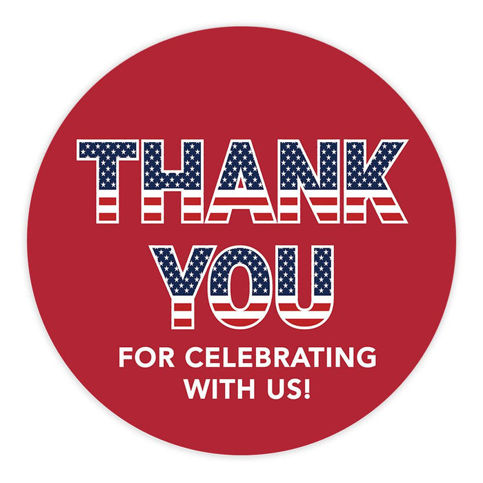 4th of July Patriotic Stickers: Party Favors, Memorial, Veterans Day, Set of 40-Set of 40-Andaz Press-Thank You For Celebrating With Us-