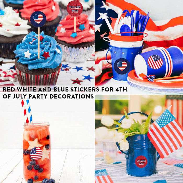 4th of July Stickers: Patriotic Chocolate Drop Labels & Party Favors, Set of 240-Set of 240-Andaz Press-American Flag, USA, Thank You-