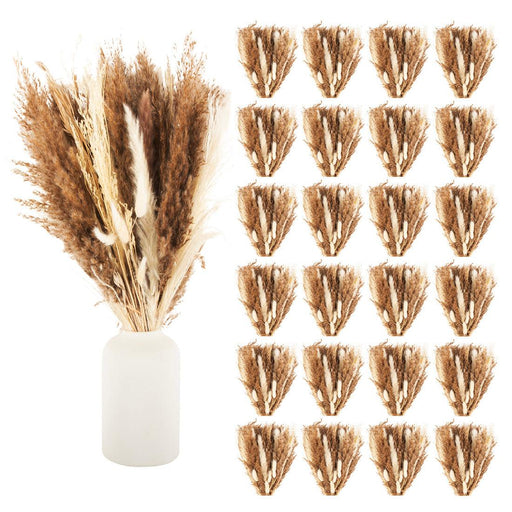 80 Pieces Bulk 18” Natural Dried Pampas Grass Bouquet-Koyal Wholesale-Natural-Set of 24-