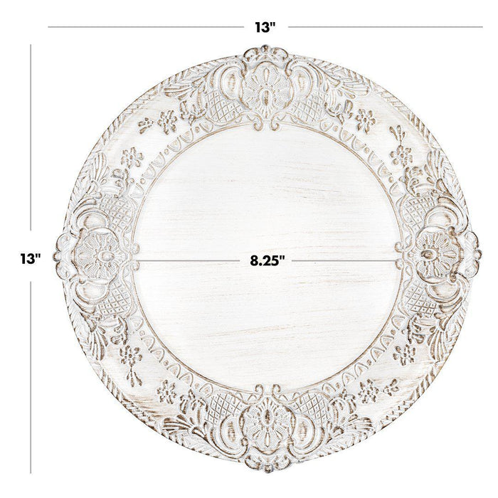 Acrylic Charger Plates Round Antique Embossed-Set of 12-Koyal Wholesale-Bronze-Set of 12-