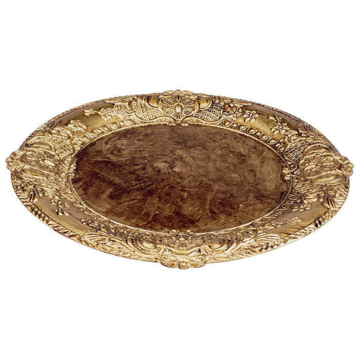 Acrylic Charger Plates Round Antique Embossed-Set of 12-Koyal Wholesale-Bronze-Set of 12-