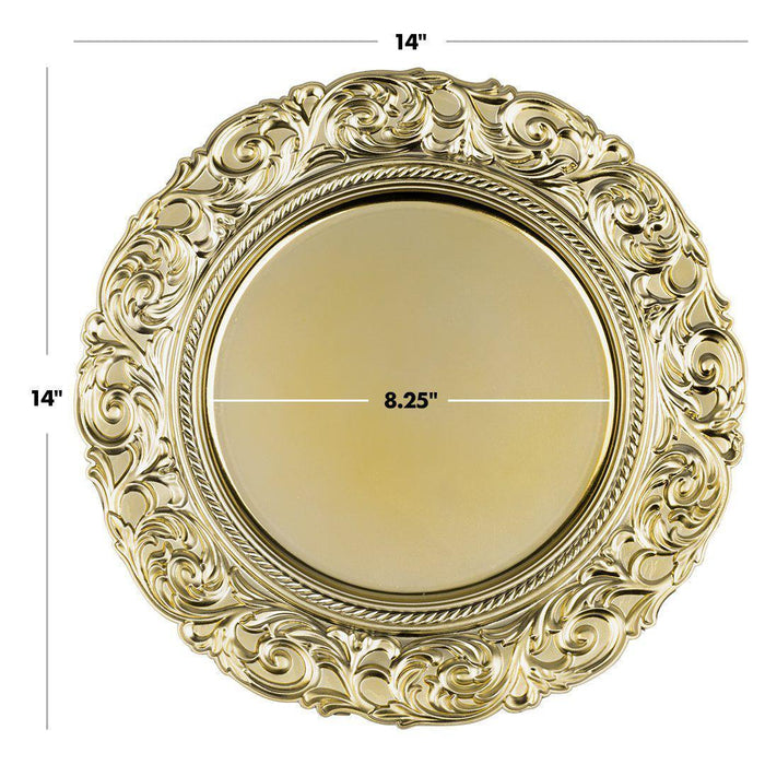 Acrylic Charger Plates Round Metallic Baroque Bulk Pack-Koyal Wholesale-Gold-Set of 1 (4 PC)-