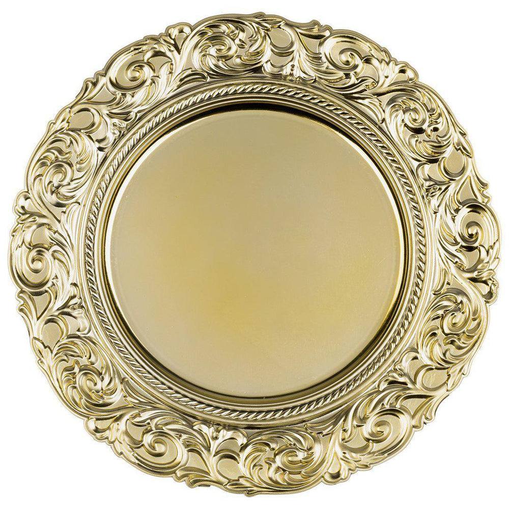 Acrylic Charger Plates Round Metallic Baroque Bulk Pack-Koyal Wholesale-Gold-Set of 1 (4 PC)-