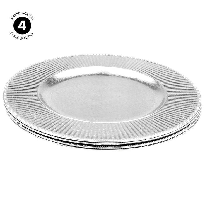 Acrylic Charger Plates Round Ribbed Bulk Pack-Koyal Wholesale-Gold-Set of 1 (4 PC)-