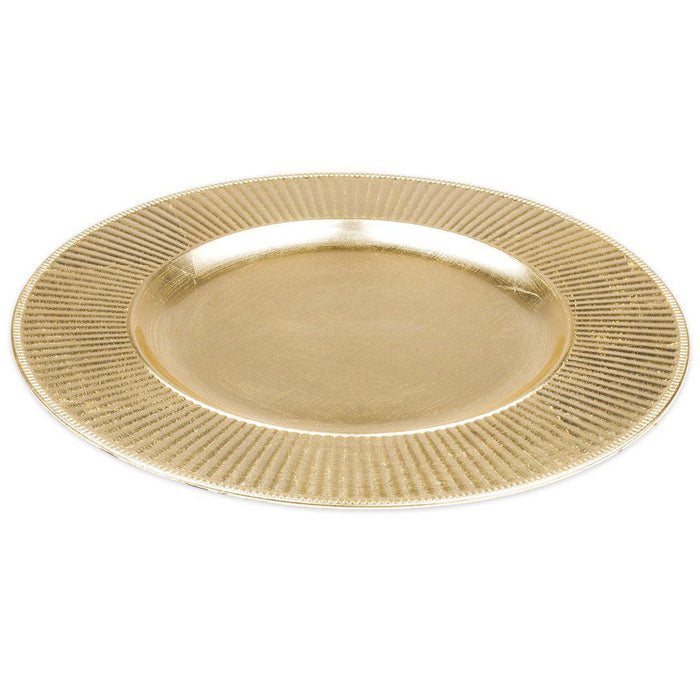 Acrylic Charger Plates Round Ribbed Bulk Pack-Koyal Wholesale-Gold-Set of 1 (4 PC)-