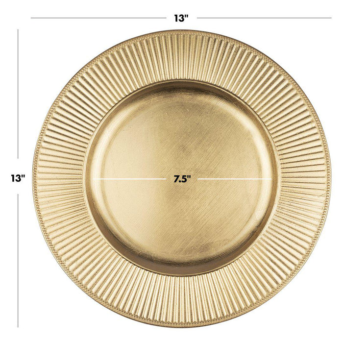 Acrylic Charger Plates Round Ribbed Bulk Pack-Koyal Wholesale-Gold-Set of 1 (4 PC)-