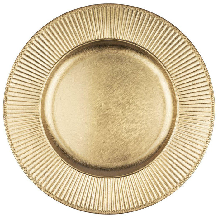 Acrylic Charger Plates Round Ribbed Bulk Pack-Koyal Wholesale-Gold-Set of 1 (4 PC)-