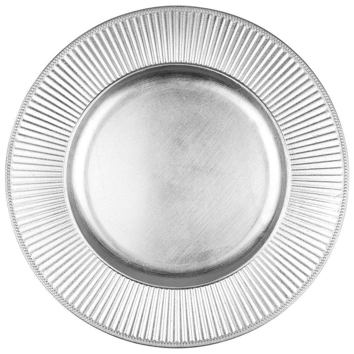 Acrylic Charger Plates Round Ribbed Bulk Pack-Koyal Wholesale-Silver-Set of 1 (4 PC)-