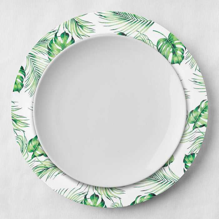 Acrylic Tropical Monstera Palm Charger Plates, Set of 4-Set of 4-Koyal Wholesale-