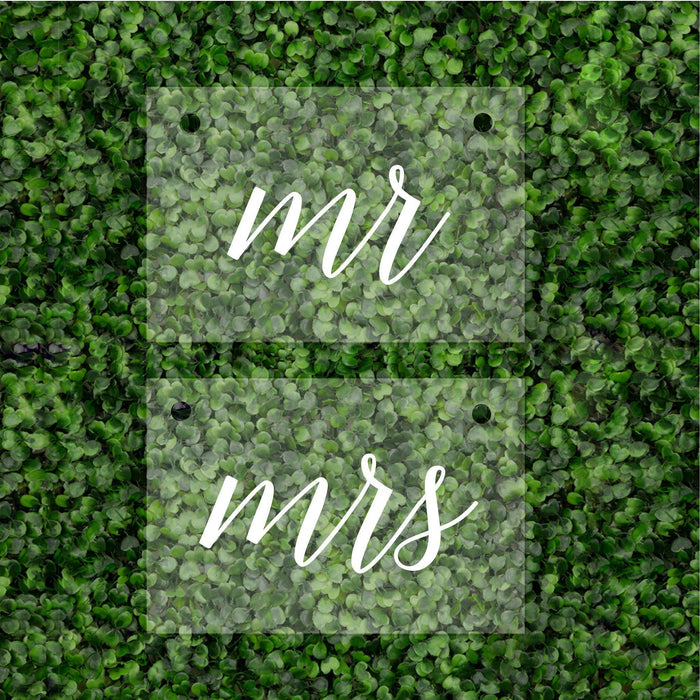 Acrylic Wedding Chair Signs-Set of 2-Andaz Press-Mr. Mrs.-