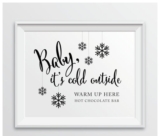 Andaz Press 8.5 x 11 Formal Black & White Wedding Favor Party Signs-Set of 1-Andaz Press-Baby It's Cold Outside - Hot Chocolate-