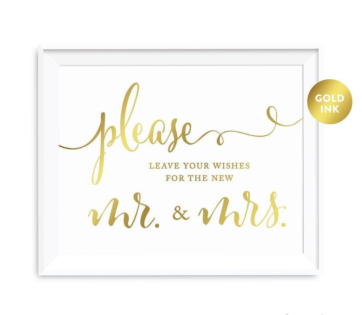 Andaz Press 8.5 x 11 Metallic Gold Wedding Party Signs