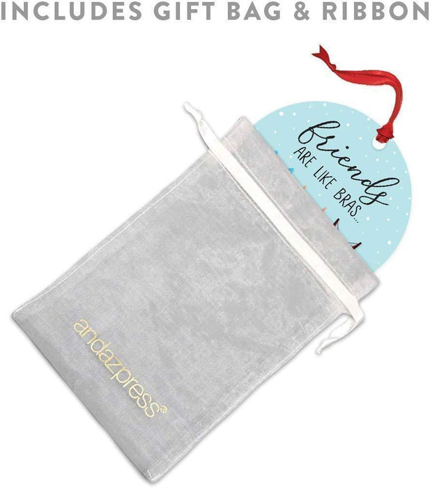 Andaz Press Metal Christmas Ornament, Friends are Like Bras, Close to Your Heart and Always There for Support, for Long Distance Best Friends-Set of 1-Andaz Press-Friends are Like Bras Close to Your Heart and Always There for Support for Long Distance Best Friends-