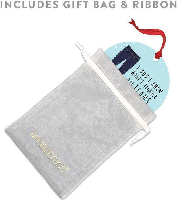 Andaz Press Metal Christmas Ornament, I Don't Know What's Tighter Our Jeans or Our Friendship, for Long Distance Best Friends-Set of 1-Andaz Press-I Don't Know What's Tighter Our Jeans or Our Friendship for Long Distance Best Friends-