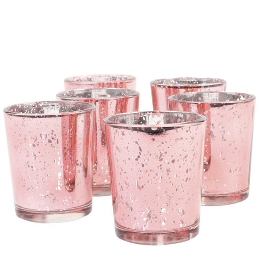 Antique Mercury Glass Votive Cups, Set of 12-Sold By Case-Koyal Wholesale-Pink-2" D x 2.5" H-