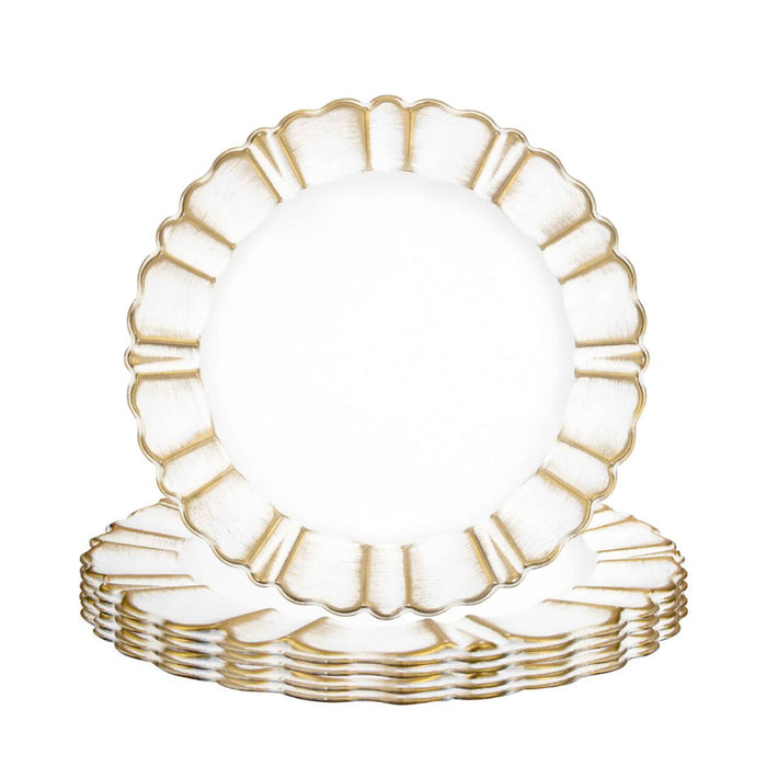 Antique Scallop Charger Plates-Set of 12-Koyal Wholesale-White-Set of 12-