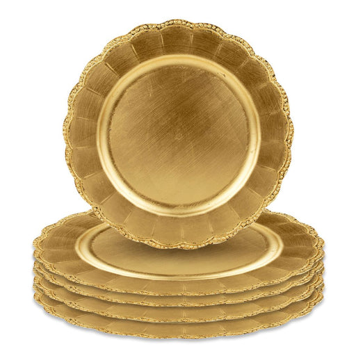 Beaded Scallop Charger Plates Bulk Pack-Koyal Wholesale-Gold-Set of 4-