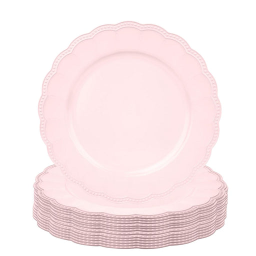 Beaded Scallop Charger Plates Bulk Pack-Koyal Wholesale-Pink-Set of 12-