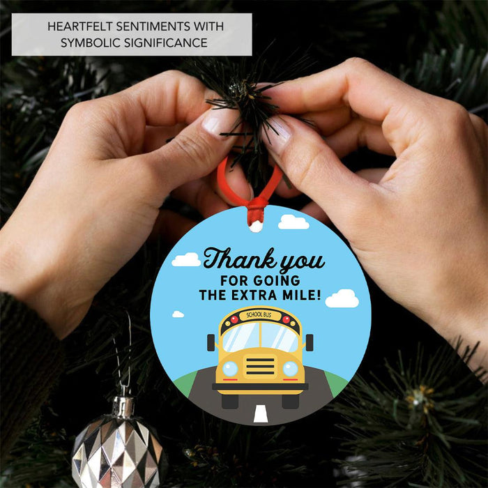 Best School Bus Driver Ornament Metal Bus Driver Appreciation Christmas Gift-Set of 1-Andaz Press-Thank You for Going The Extra Mile-