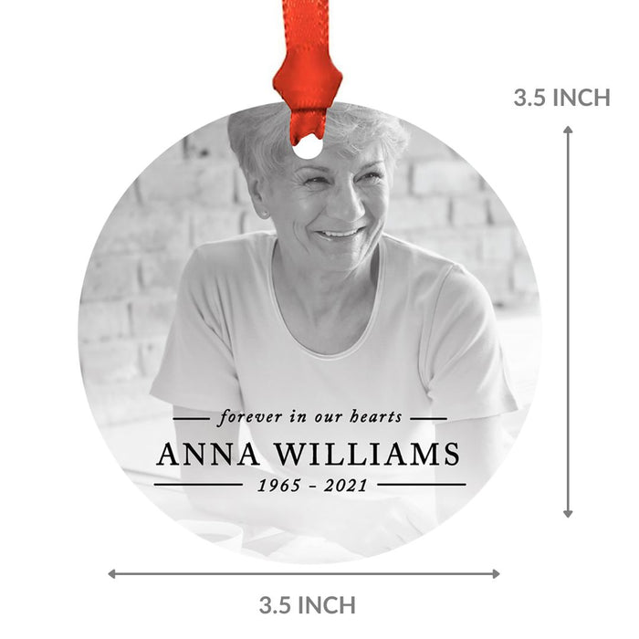 Bulk Custom Memorial Christmas Ornament Round Metal, Loss Of Loved One Bereavement Sympathy-Set of 6-Andaz Press-Forever In Our Hearts-