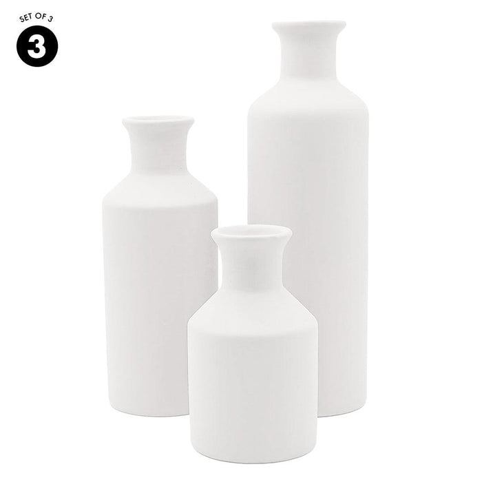 Ceramic Bud Vases, Modern Decorative Vases Small & Tall Vases-Set of 3-Koyal Wholesale-White-