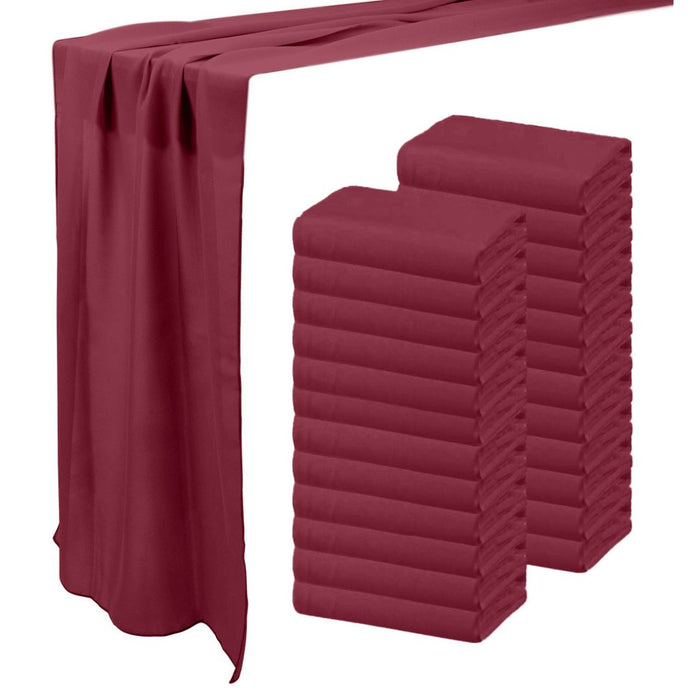 Chiffon Table Runners-Set of 1-Koyal Wholesale-Burgundy-Set of 24-