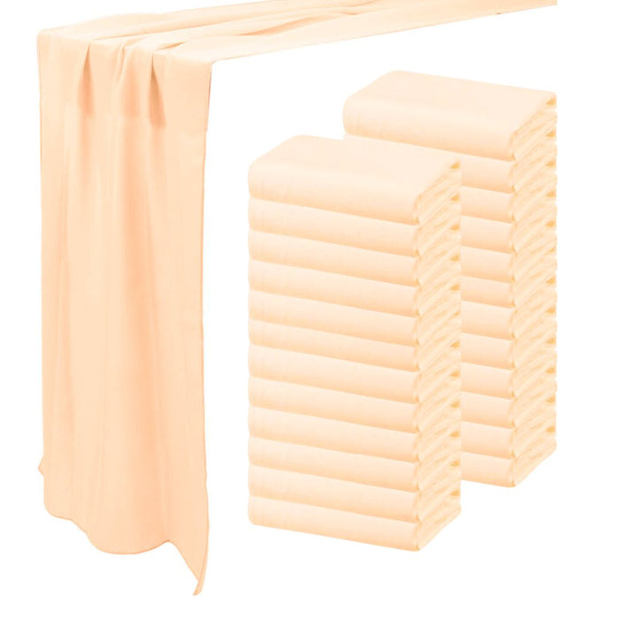 Chiffon Table Runners-Set of 1-Koyal Wholesale-Peach-Set of 24-