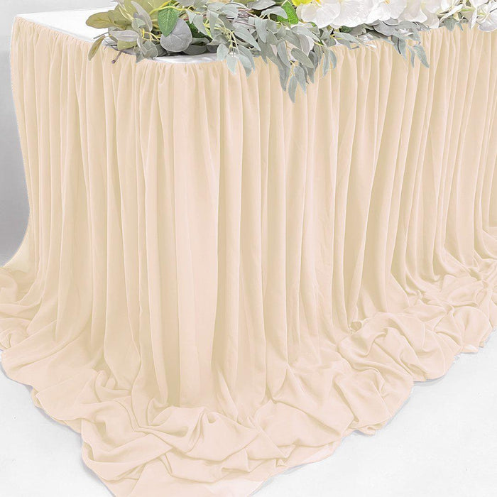 Chiffon Table Skirts, 9 ft.-Set of 1-Koyal Wholesale-Sand-9' L x 4' H-