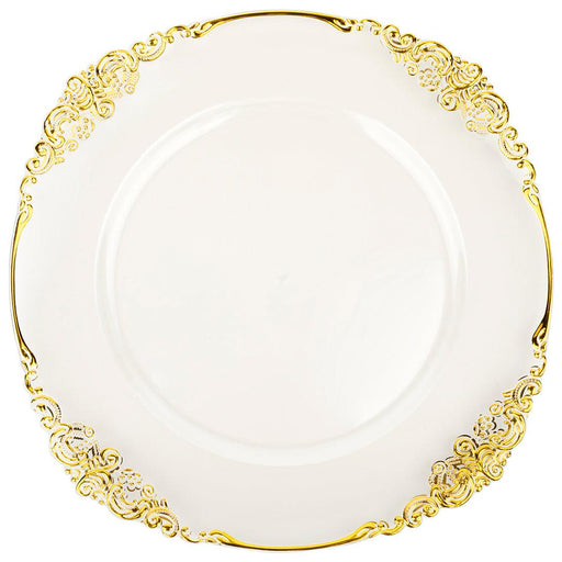 Clear Acrylic Vintage Charger Plates Bulk Pack-Koyal Wholesale-Gold-Set of 1 (4 PC)-