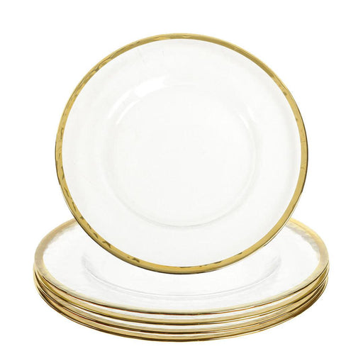 Clear Glass Rim Charger Plates, Set of 4-Set of 4-Koyal Wholesale-Gold-