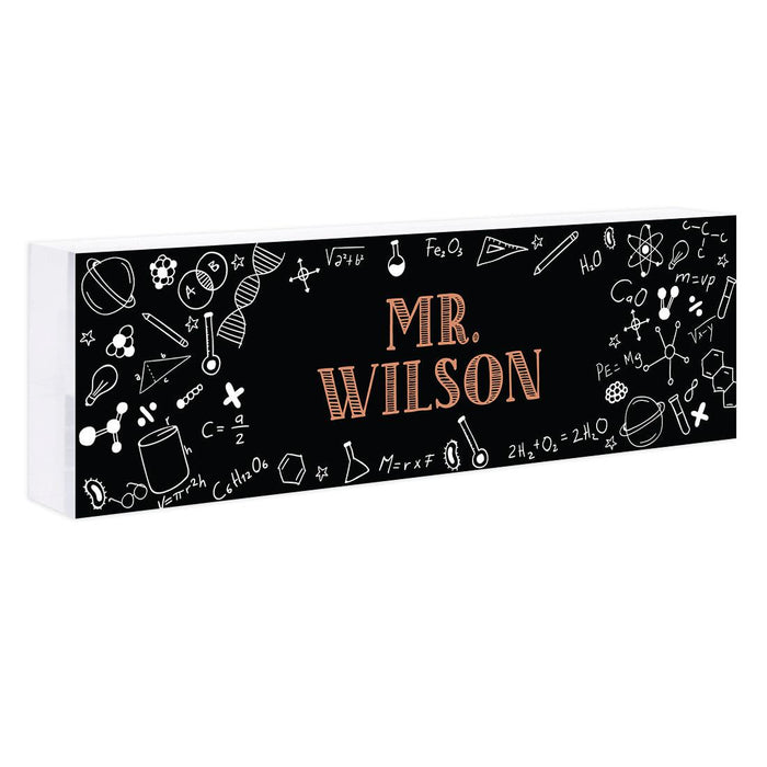 Custom 8x2.5 Acrylic Teacher Desk Name Plate - Teacher Decor & Name Sign-Set of 1-Andaz Press-Chemistry Science Teacher-