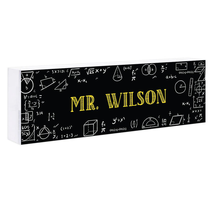 Custom 8x2.5 Acrylic Teacher Desk Name Plate - Teacher Decor & Name Sign-Set of 1-Andaz Press-Forumlas & Calculations Design-