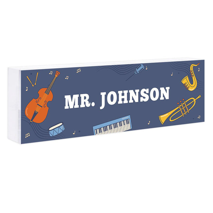 Custom 8x2.5 Acrylic Teacher Desk Name Plate - Teacher Decor & Name Sign-Set of 1-Andaz Press-Music Class-