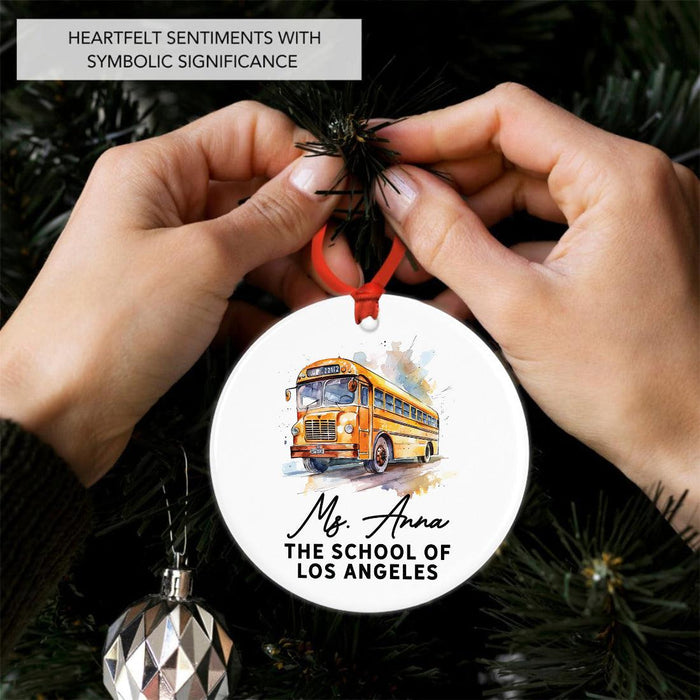 Custom Best School Bus Driver Ornament Ceramic Bus Driver Appreciation Christmas Gift-Set of 1-Andaz Press-Thanks for Being A Wheelie Great Bus Driver-