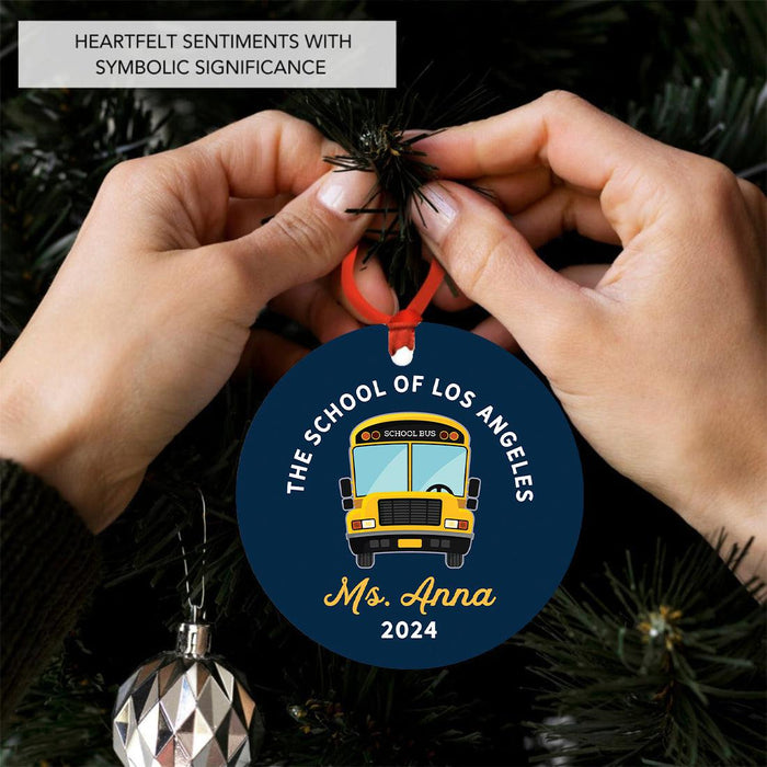 Custom Best School Bus Driver Ornament Metal Bus Driver Appreciation Christmas Gift-Set of 1-Andaz Press-Best Bus Driver Ever-