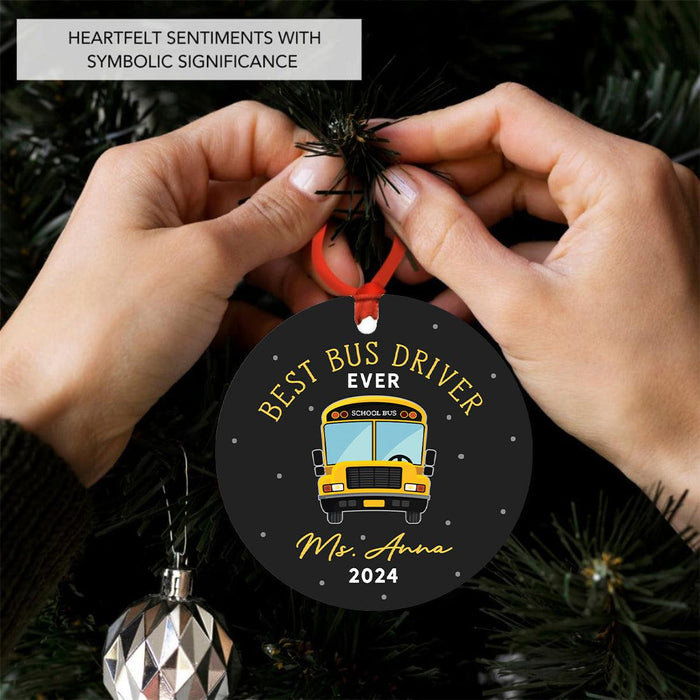 Custom Best School Bus Driver Ornament Metal Bus Driver Appreciation Christmas Gift-Set of 1-Andaz Press-Best Bus Driver Ever-