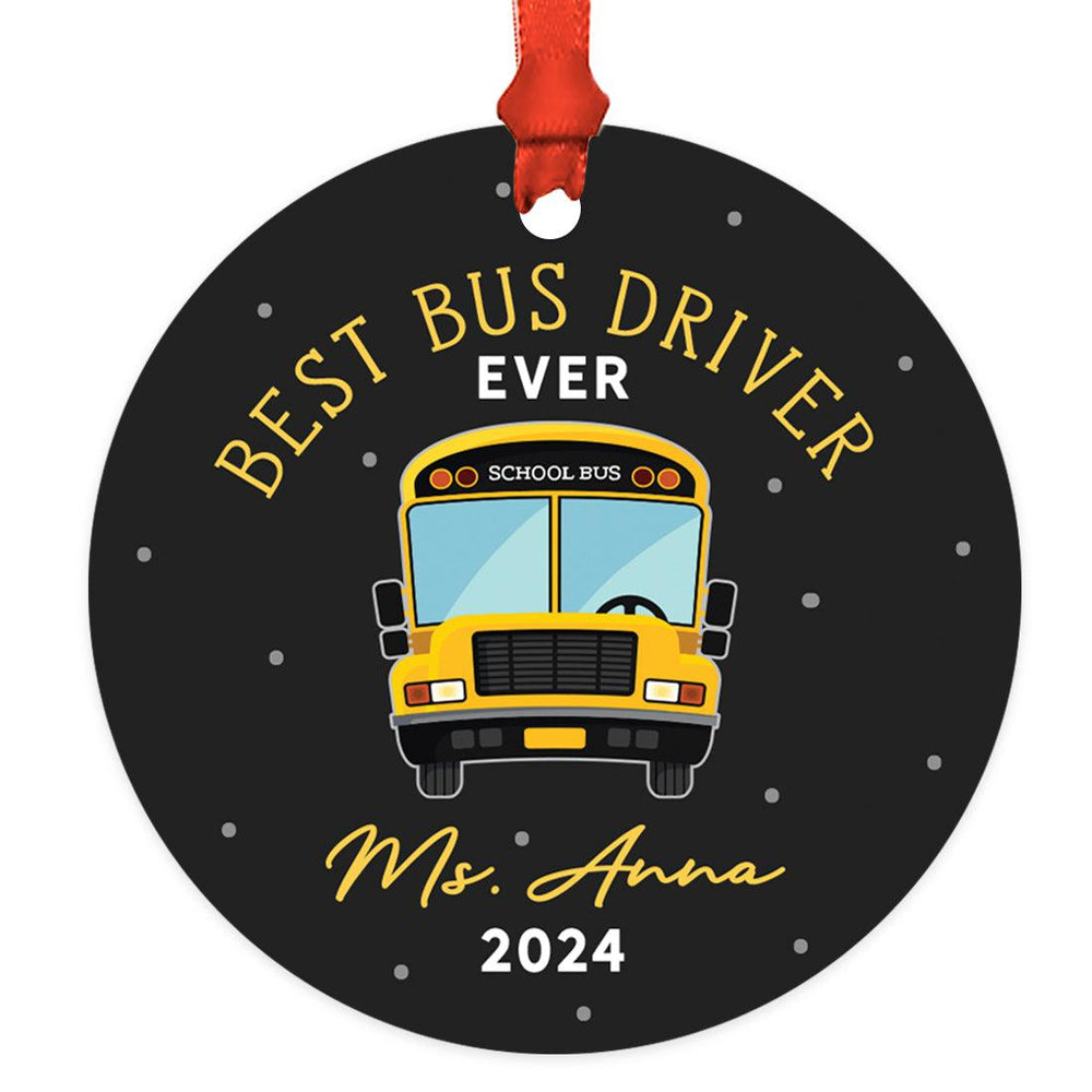 Custom Best School Bus Driver Ornament Metal Bus Driver Appreciation Christmas Gift-Set of 1-Andaz Press-Best Bus Driver Ever-