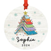 Custom Book Lover Metal Ornament with Name and Christmas Tree Books – Book Lovers Gift-Set of 1-Andaz Press-