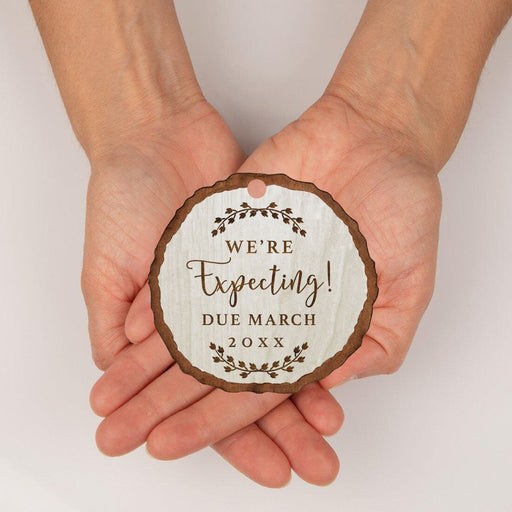 Custom Bulk Pregnancy Baby Announcement Christmas Ornament, We're Expecting! Due, Month and Year-Set of 6-Andaz Press-