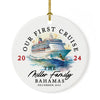 Custom Ceramic Cruise Ship 20XX Ornament for Christmas Tree, For Couples & Family-Set of 1-Andaz Press-Ceramic Our First Cruise-