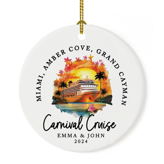 Custom Ceramic Cruise Ship 20XX Ornament for Christmas Tree, For Couples & Family-Set of 1-Andaz Press-Tropic Cruise Ship-