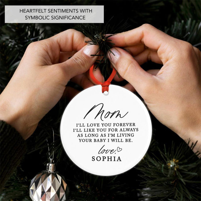 Custom Ceramic Mom Ornament, 20XX Christmas Decoration, Mom Gift Keepsake-Set of 1-Andaz Press-Mom Ornament-