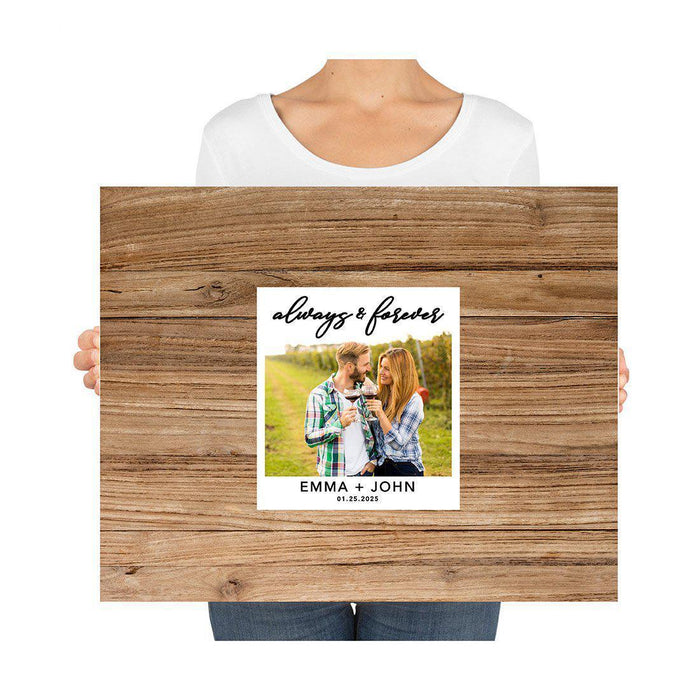 Custom Fall Canvas Wedding Guestbook Welcome Signs-Set of 1-Andaz Press-Rustic Wood Monogram-